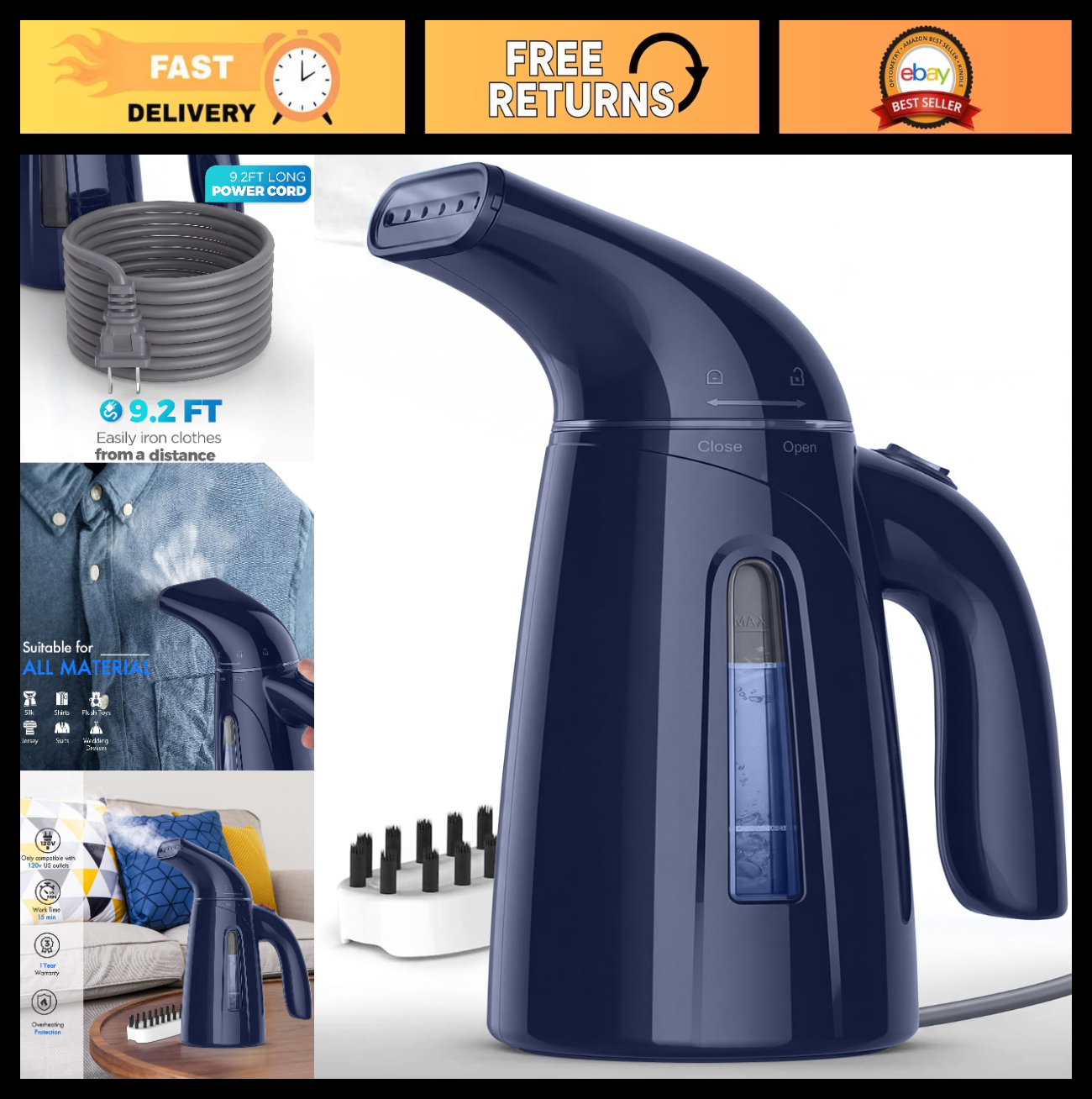 Handheld Clothes Steamer, 700W Portable Travel Steam Iron, 240ml Capacity, Deep0