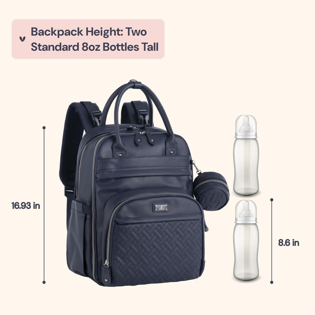 Stylish Leather Diaper Bag Backpack   Multi Function Baby Travel Bag with Changi1