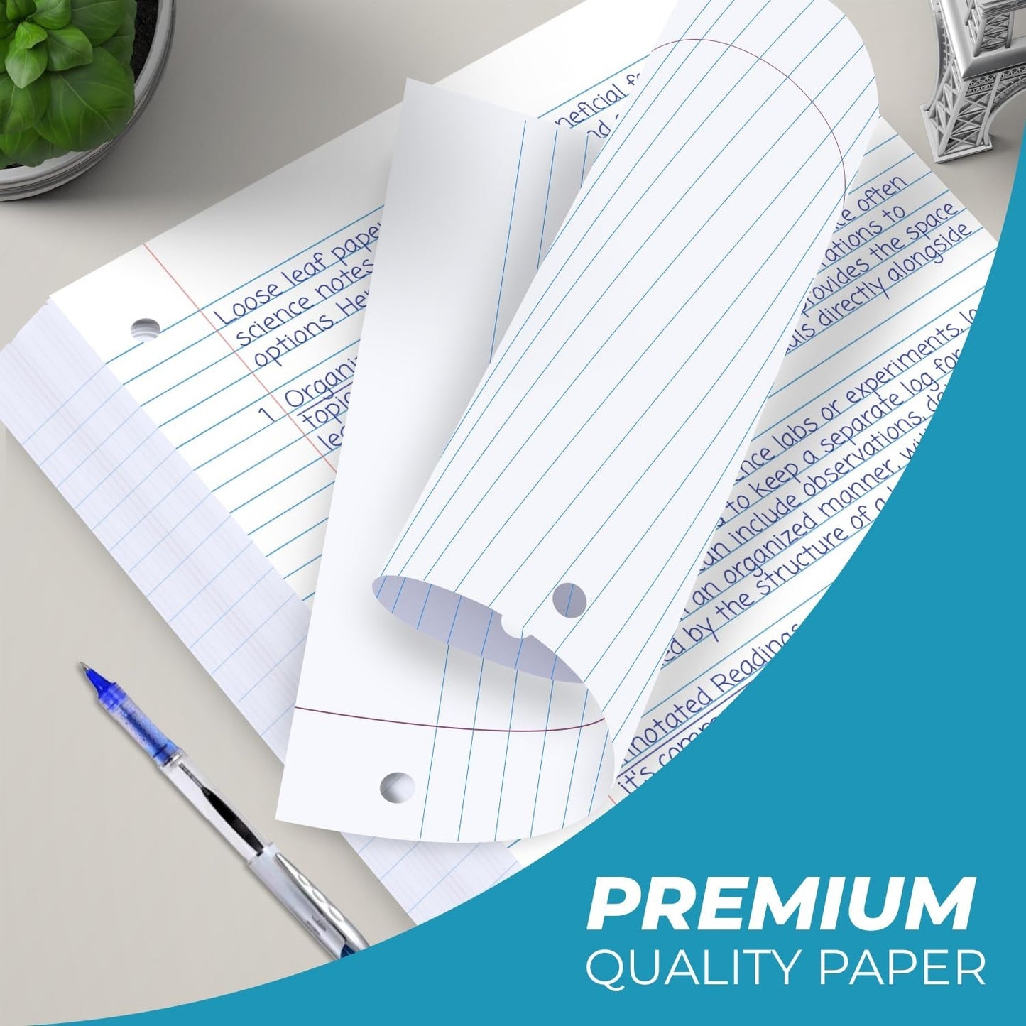 1152 Pack College Ruled Loose Leaf Paper, 172800 Sheets, 3 Hole Punched, Bulk Fi4