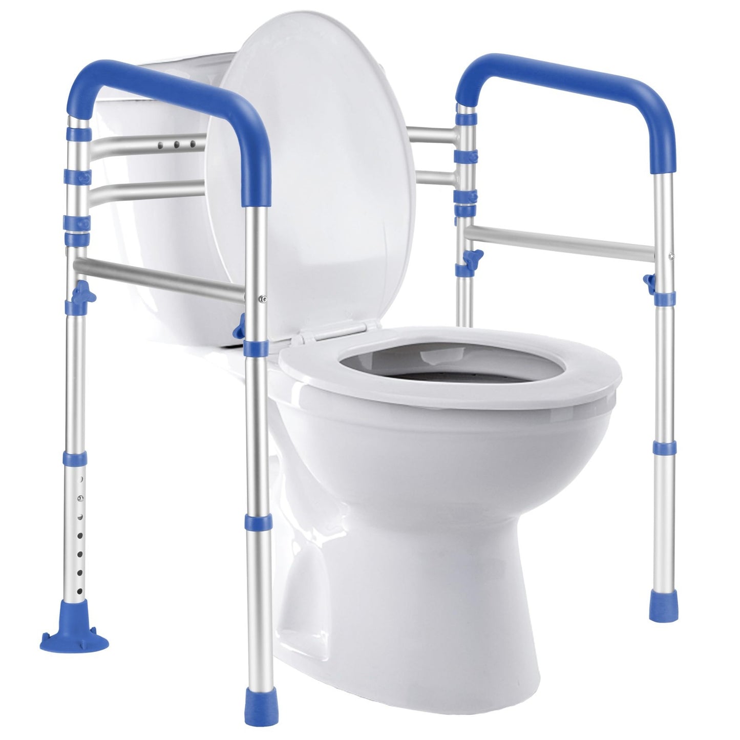 Adjustable Toilet Safety Rails   350 lbs Capacity, Foldable Design, Fits Most To1