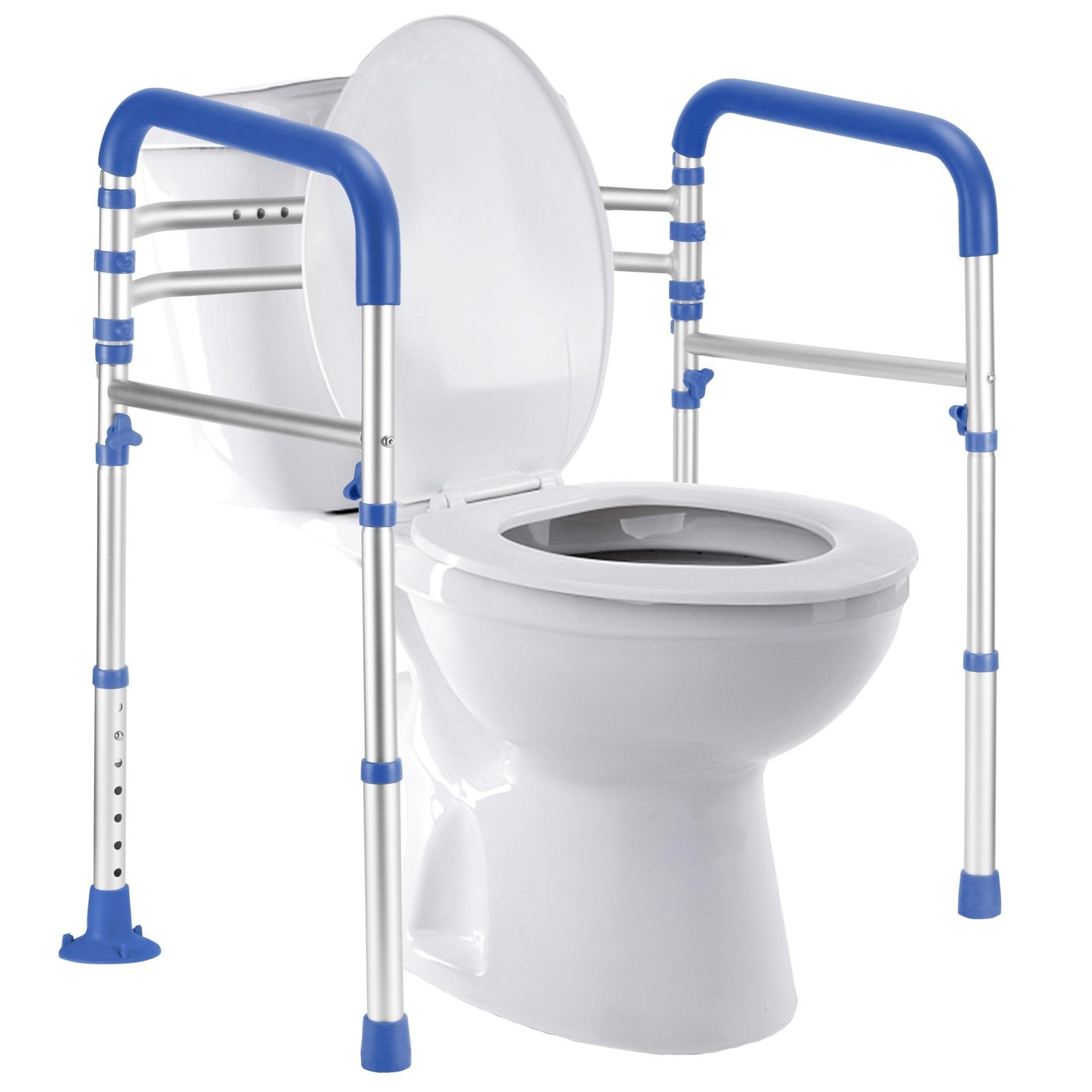 Adjustable Toilet Safety Rails   350 lbs Capacity, Foldable Design, Fits Most To1