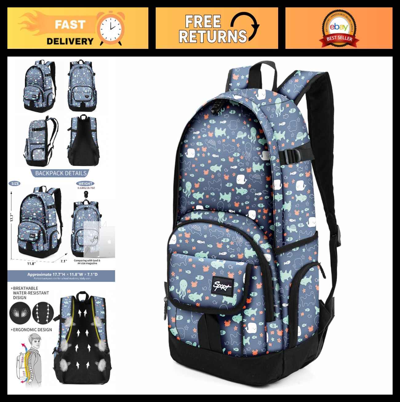 Lightweight School Backpack Travel Bag for Men & Women | College & Travel Use0