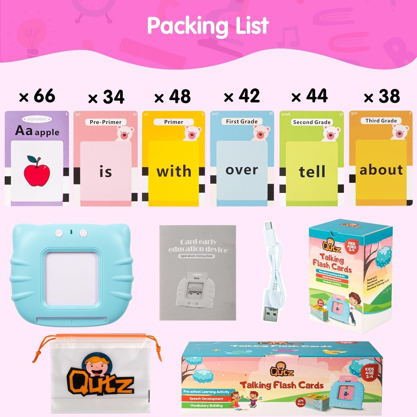 Educational Flash Cards for Toddlers 2-4, Autism & Speech Therapy, 272 Words5