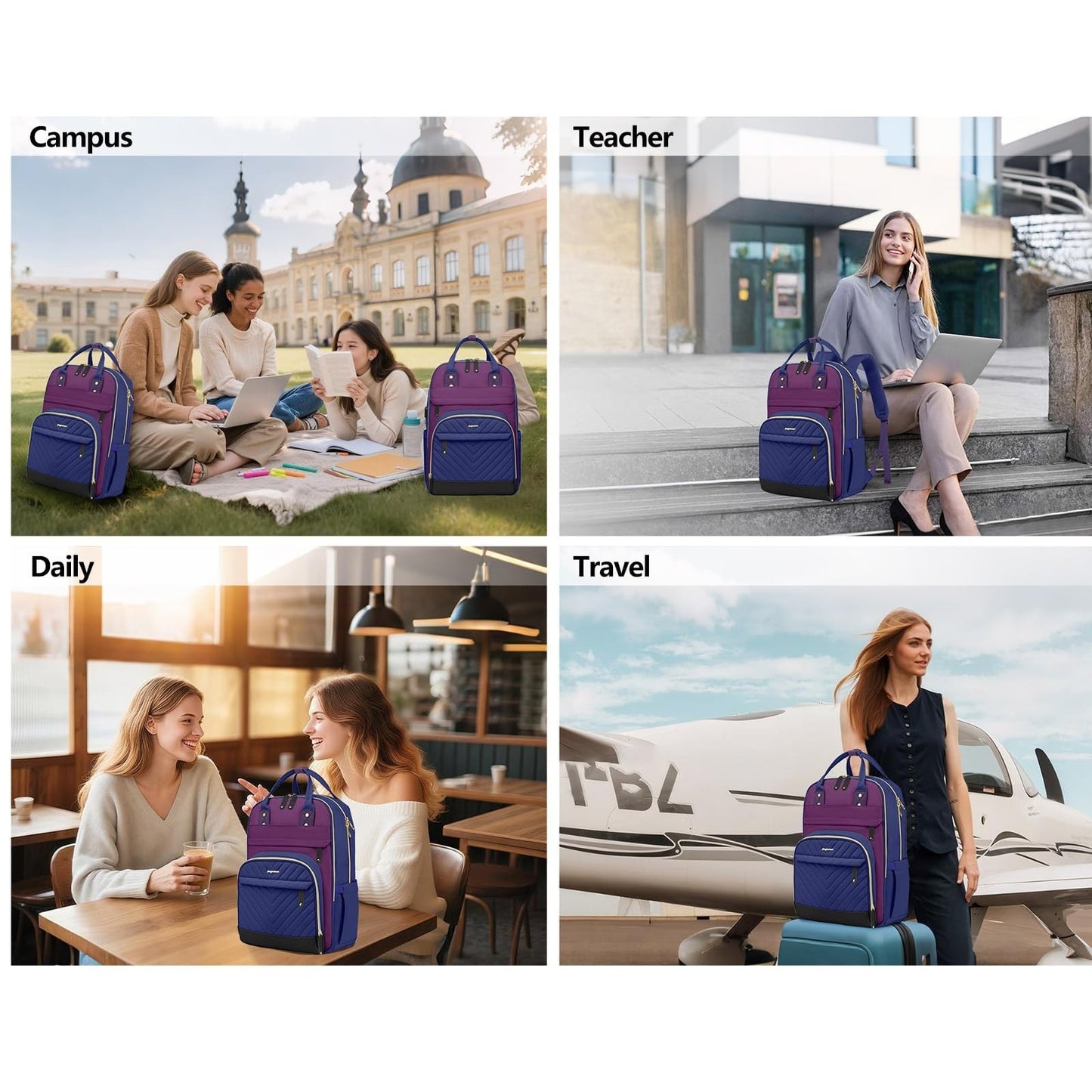 Stylish 15.6" Laptop Backpack for Women   Waterproof Travel Bag with USB Charger7