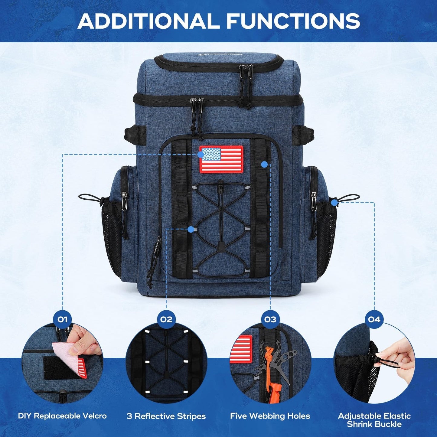 Insulated Backpack Cooler - 35/50 Can, Leakproof Soft Bag, Keeps Food Cold 16H,4