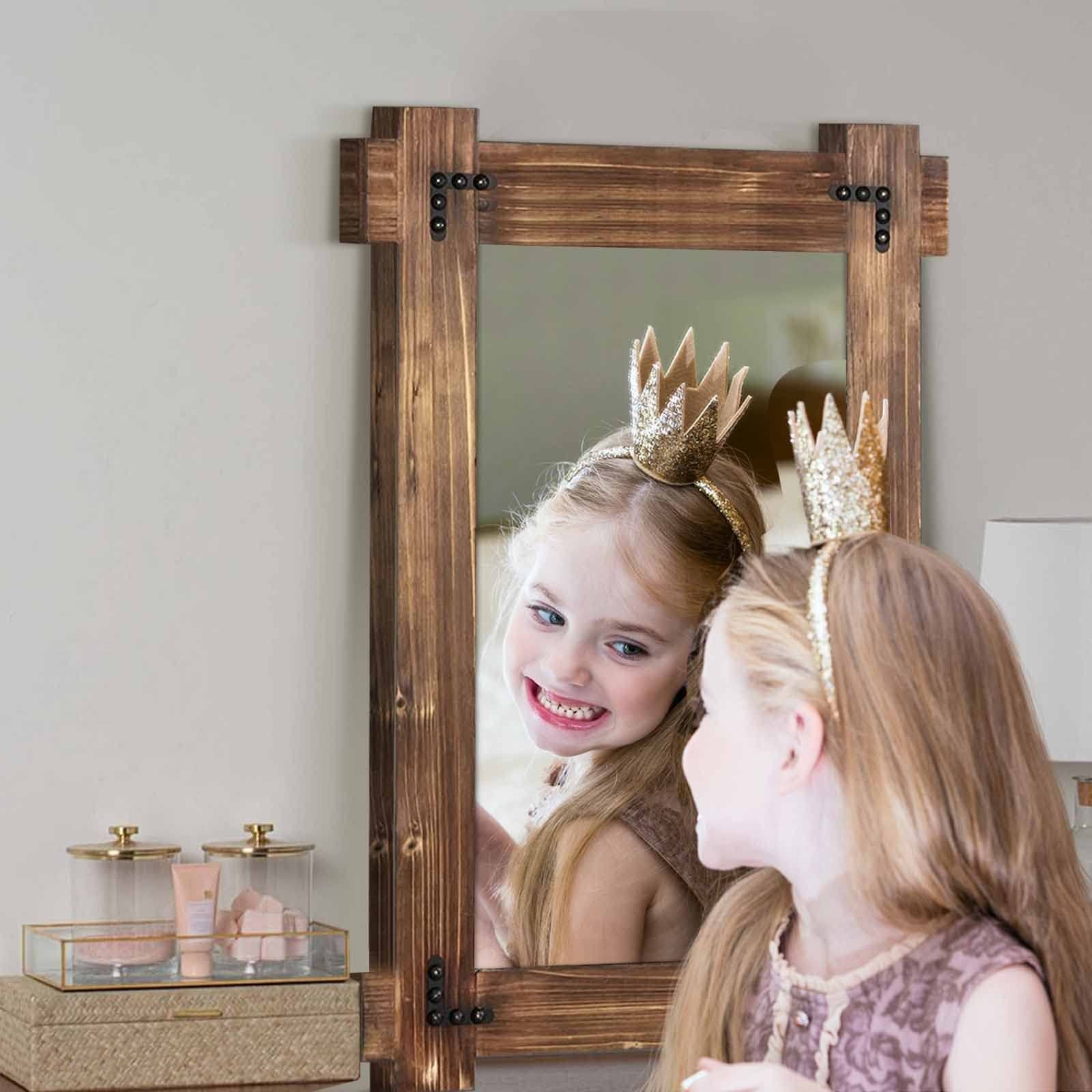 Rustic Wood Bathroom Mirror - Farmhouse Wall-Mounted Vanity Mirror 30x204