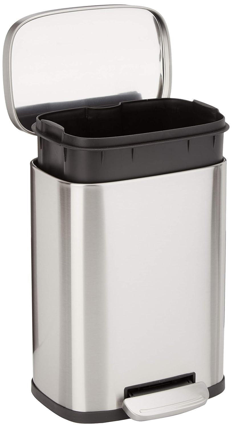 Mini Trash Can 1.32 Gallon Smudge Resistant Rectangular Bin with Soft Close Lid,1
