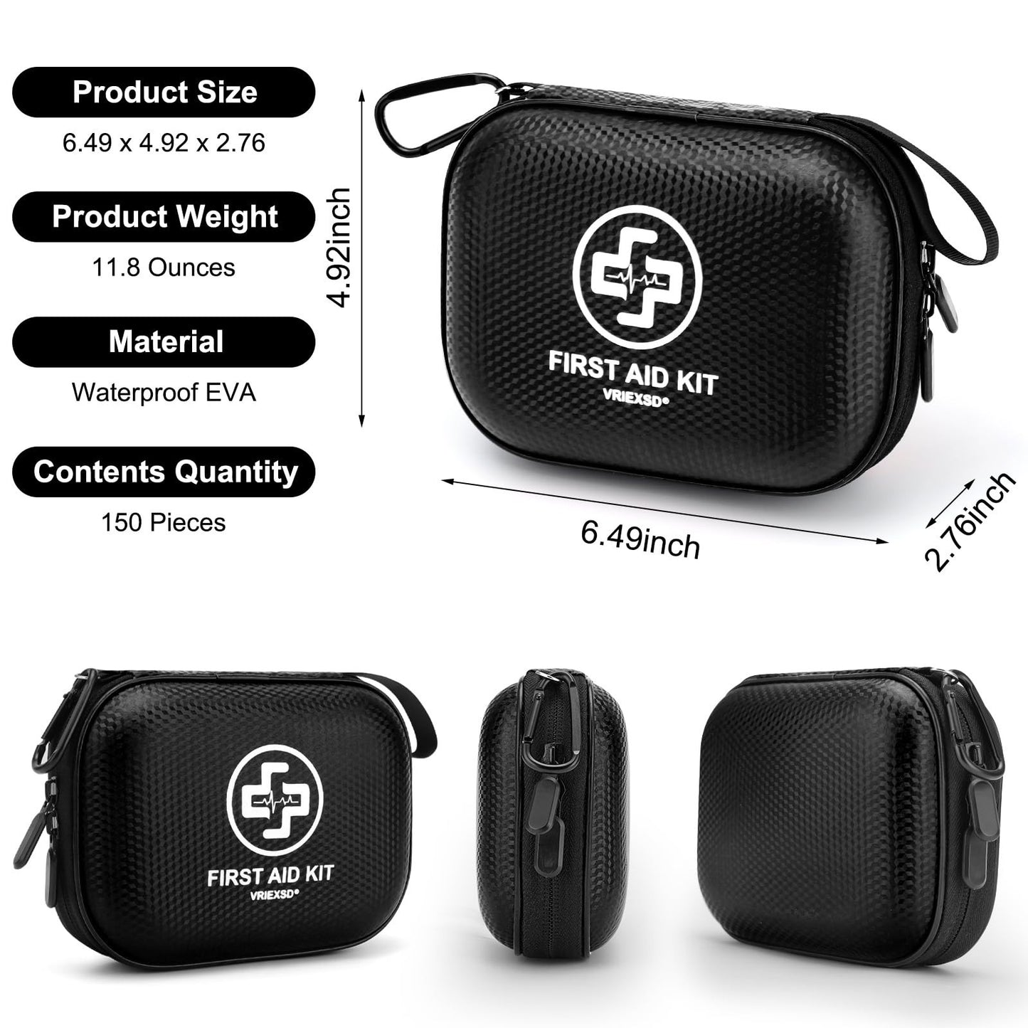 150 Piece Mini First Aid Kit   Waterproof Hard Shell for Home, Travel, Camping &2