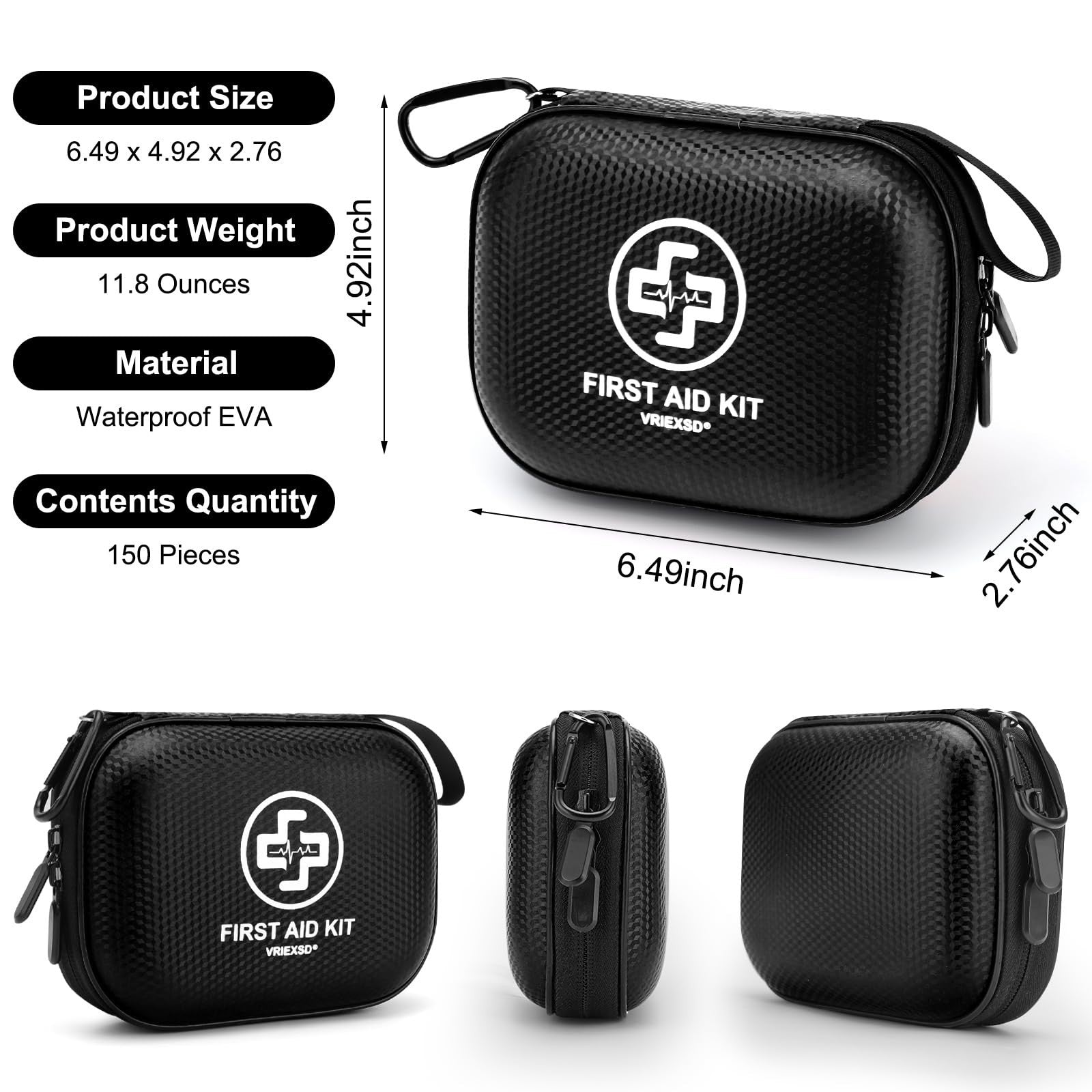 150 Piece Mini First Aid Kit   Waterproof Hard Shell for Home, Travel, Camping &2
