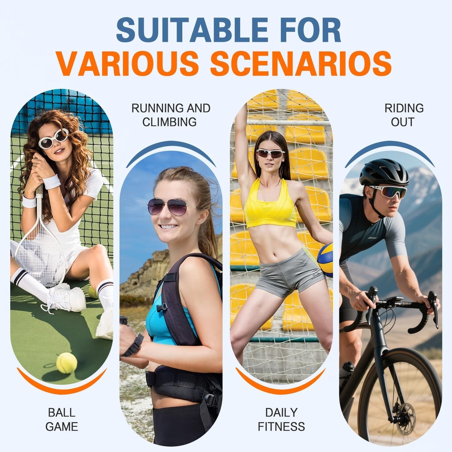 Adjustable Eyewear Strap 3Pcs, Sunglasses Holder & Eyeglass Retainer for Sports4