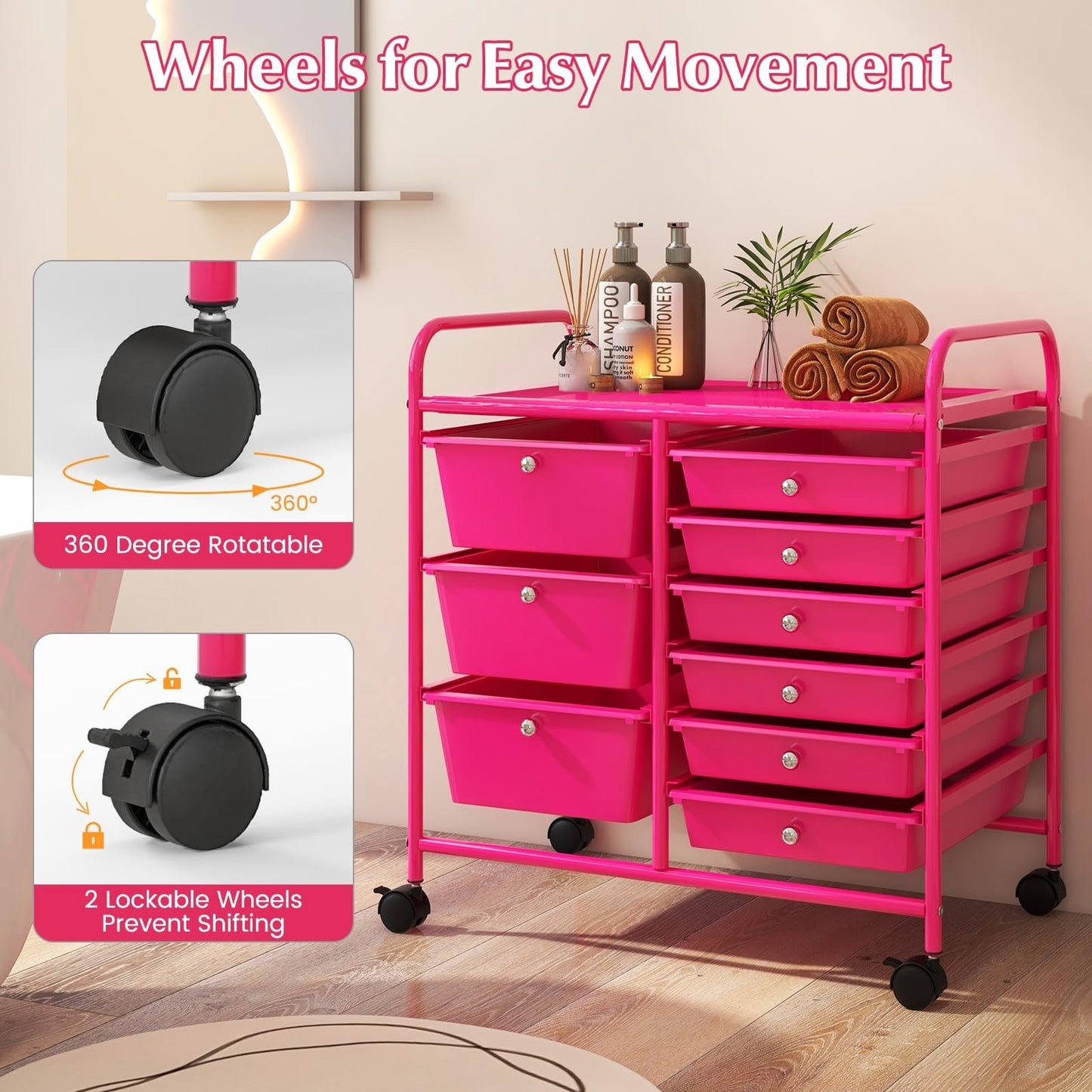 9 Drawer Rolling Storage Cart   Mobile Utility Cart with Wheels for Craft & Art6