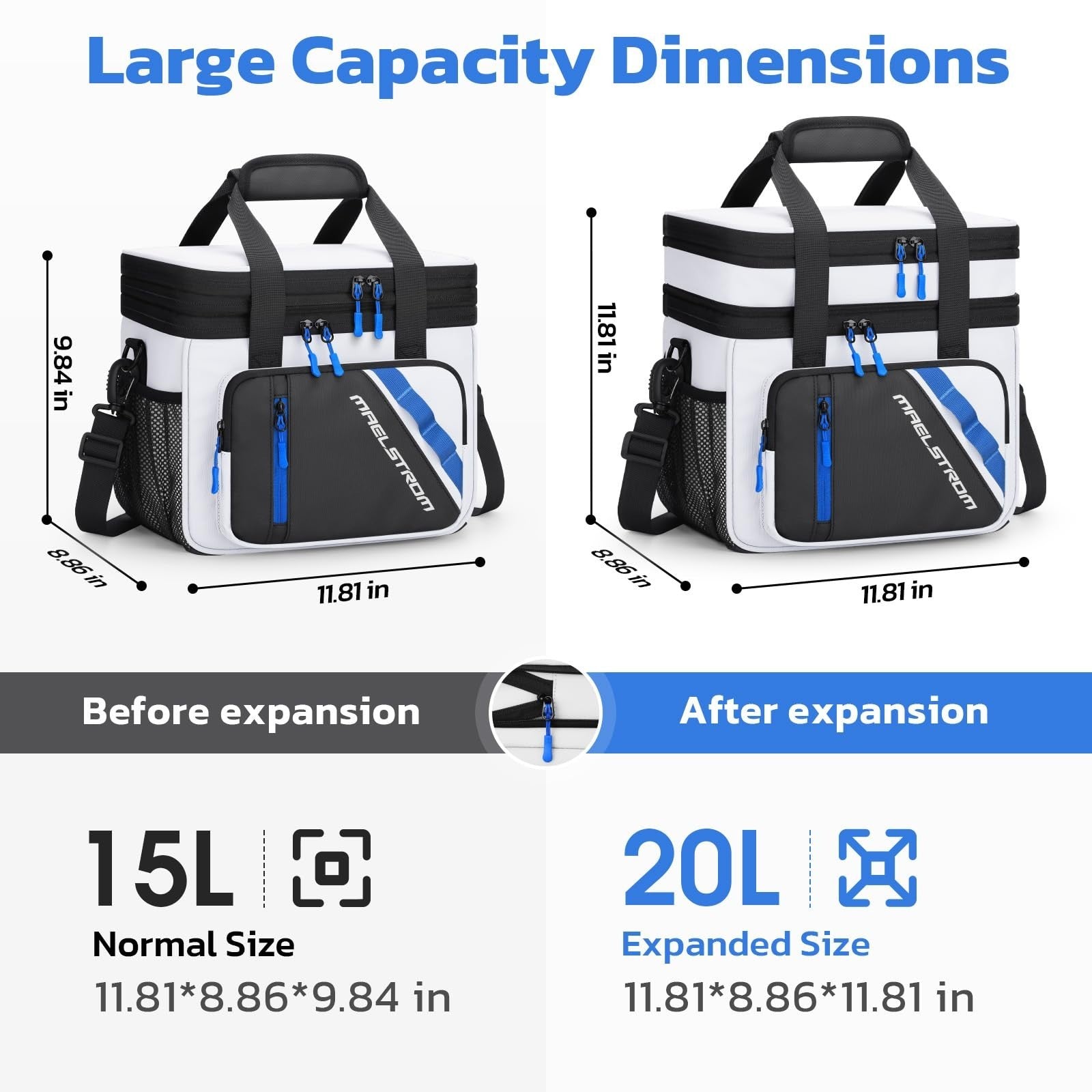 Insulated Lunch Box Cooler Bag 20L - Expandable, Leakproof, Portable for Work, T2