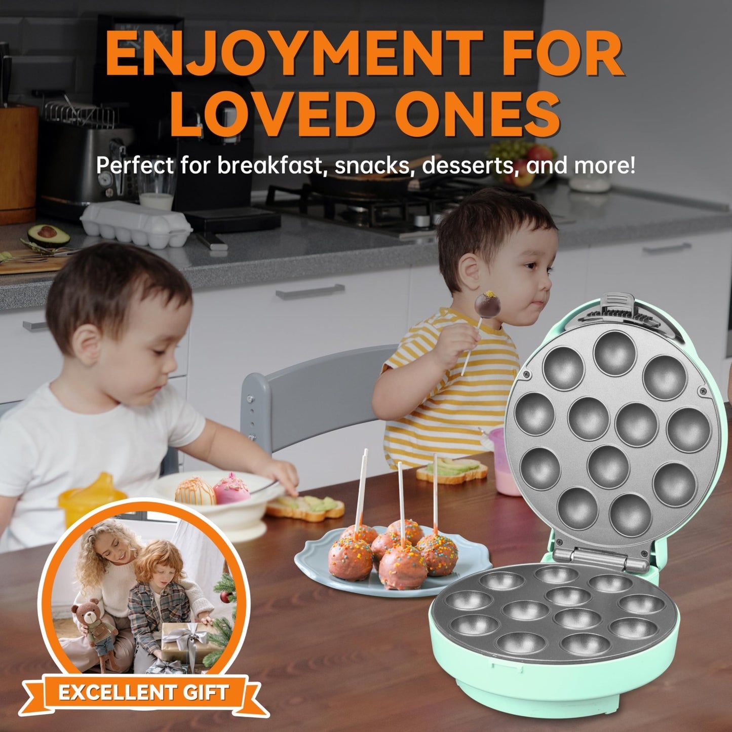 Cake Pop Maker Set with Stand, Sticks & Fork Tool - 12 Pops Capacity, Aquamarine4