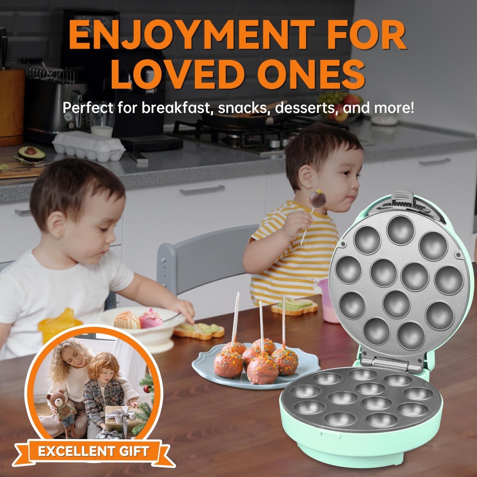 Cake Pop Maker Set with Stand, Sticks & Fork Tool - 12 Pops Capacity, Aquamarine4