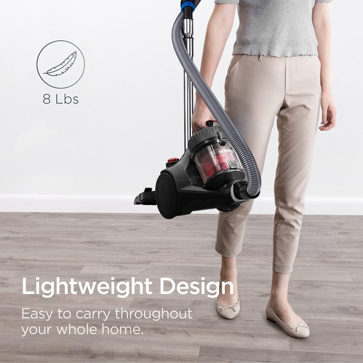 Lightweight Bagless Canister Vacuum Cleaner for Home, HEPA Filter, Power Suction5