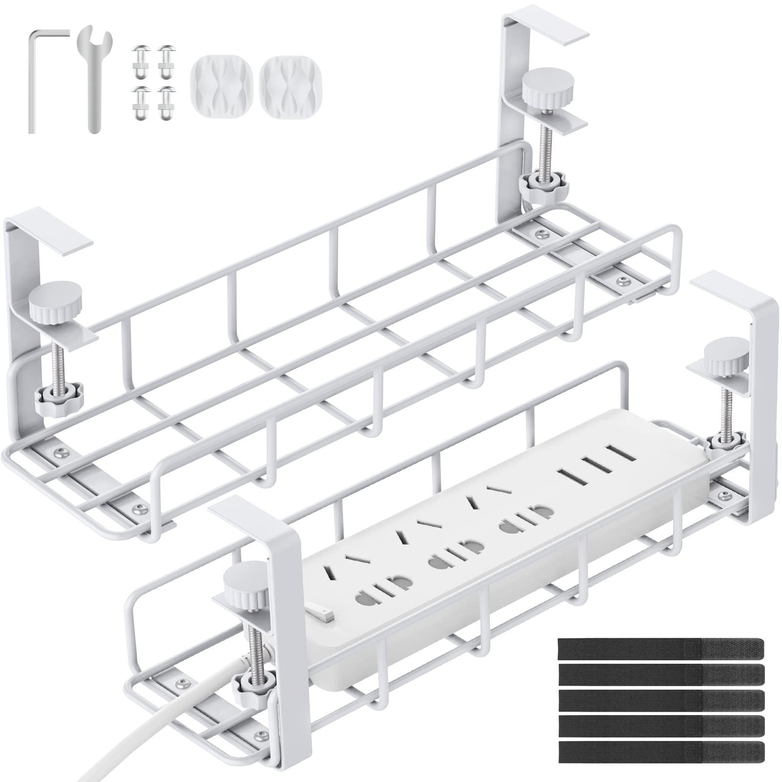 Under Desk Cable Management Tray   No Drill Heavy Duty Steel Rack, 31.5", 2 Pack1