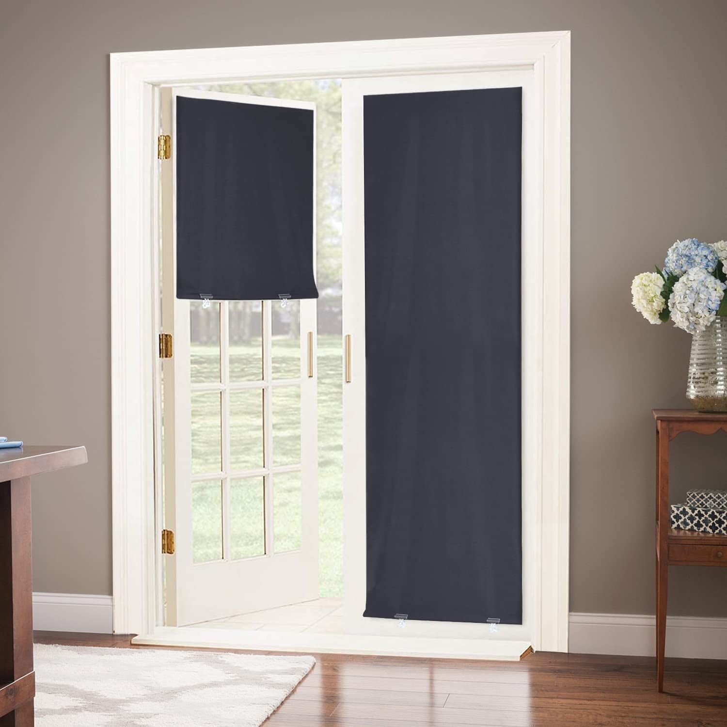 100% Blackout Door Curtain 26"x68", Thermal Insulated, Cordless, UV Protection,1