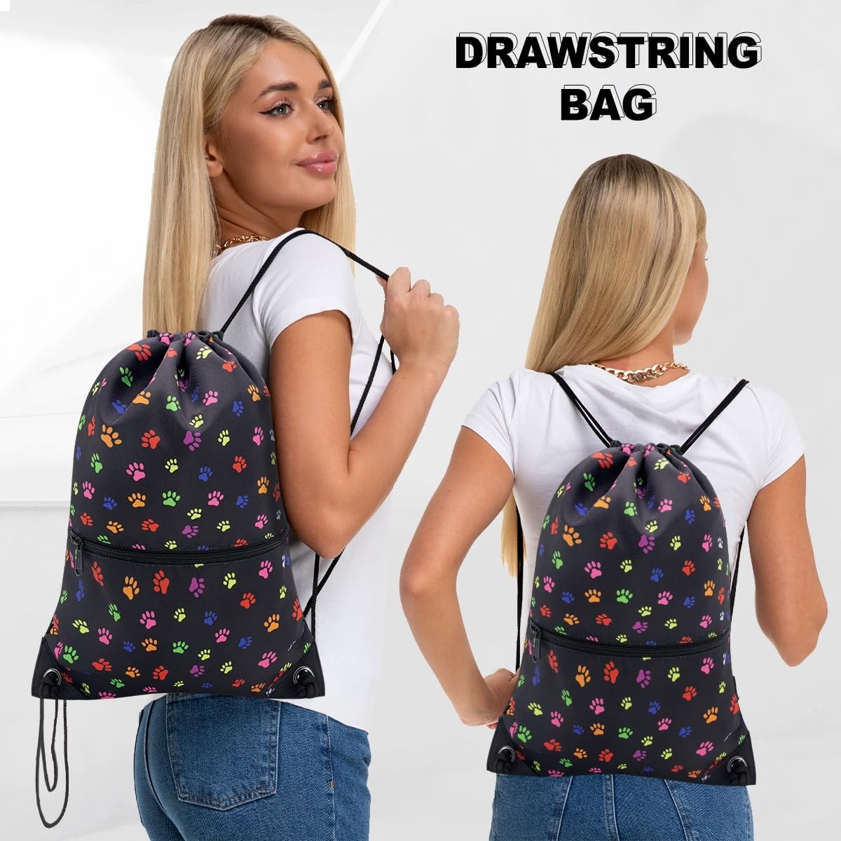 Drawstring Backpack Gym Bag, Lightweight Sport Sackpack for Travel & School4