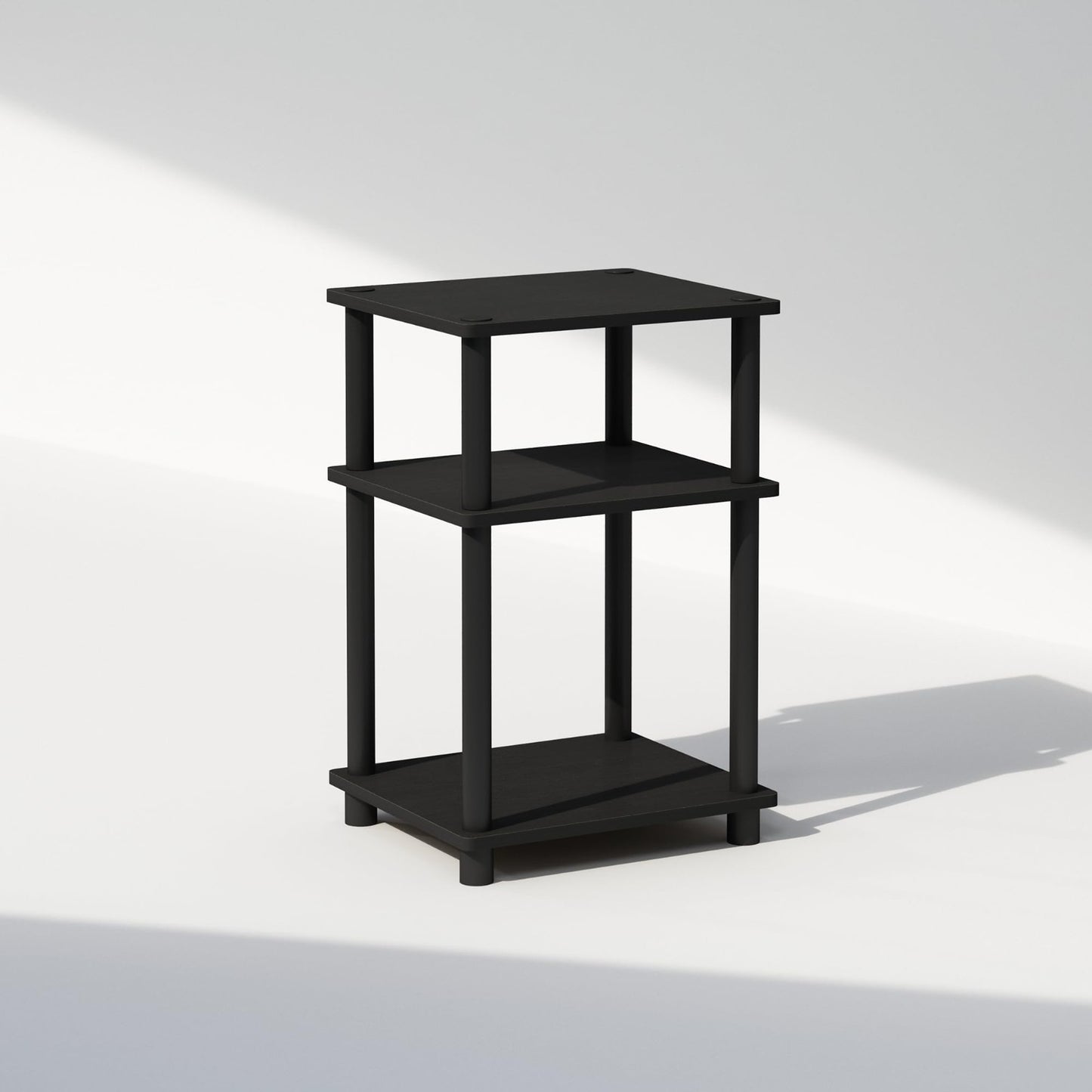 3-Tier Open Storage Nightstand, Easy Assembly, Plastic Poles, Americano/Black Fi5