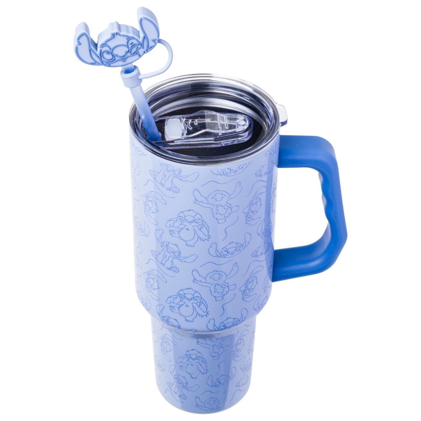 40oz Double Walled Stainless Steel Tumbler with Handle & Straw   Lilo & Stitch D3