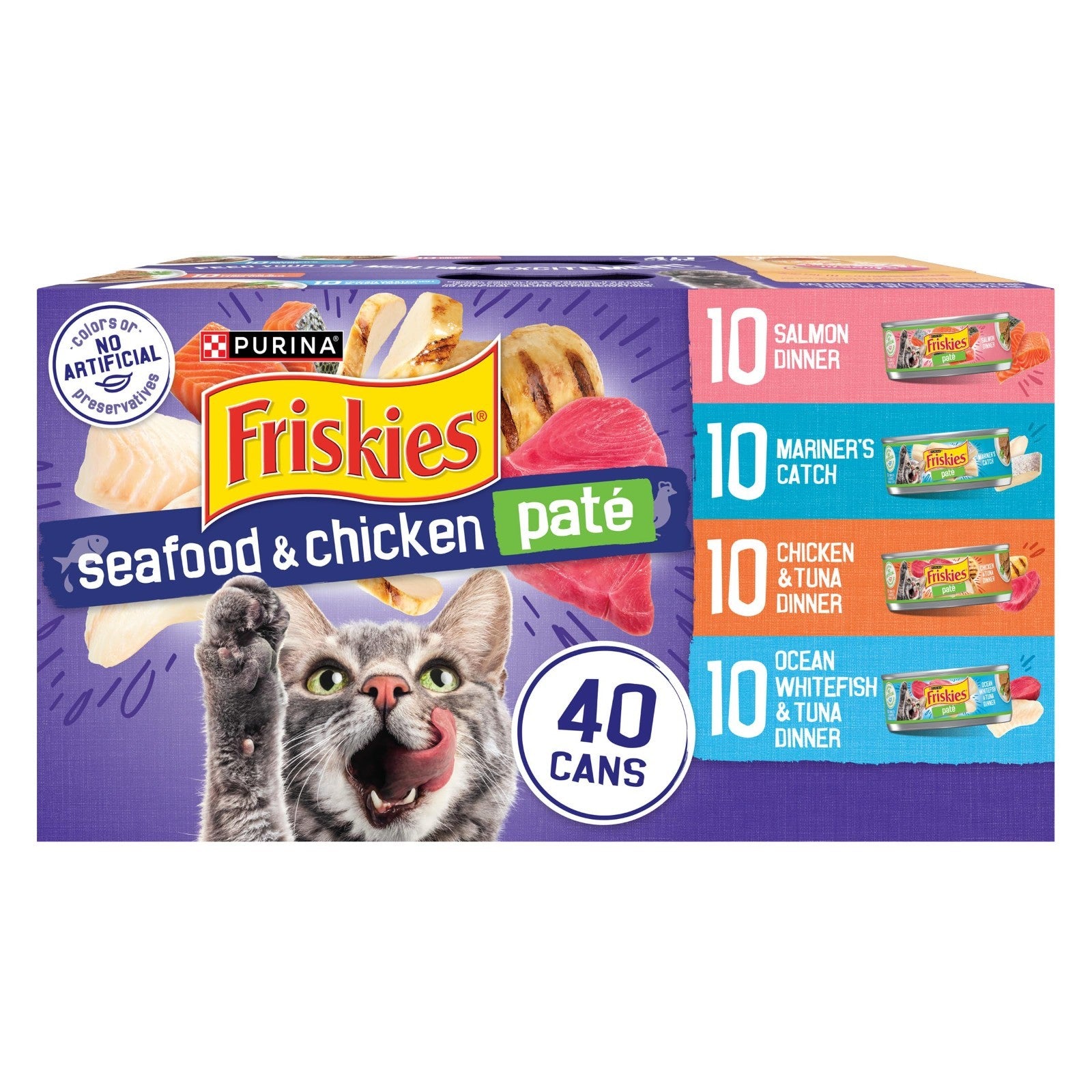Seafood & Chicken Pate Wet Cat Food Variety Pack, 40 Cans, 5.5 oz   Cat Treats1