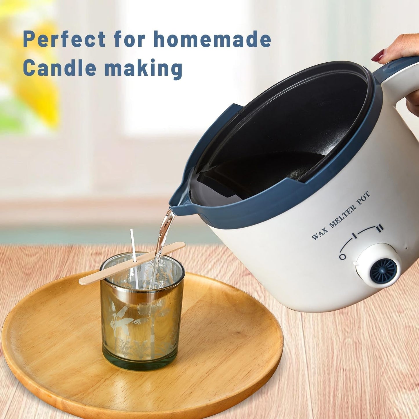 Electric Wax Melting Pot with Thermometer, 1.5Qt Candle Maker, Double Boiler Set8