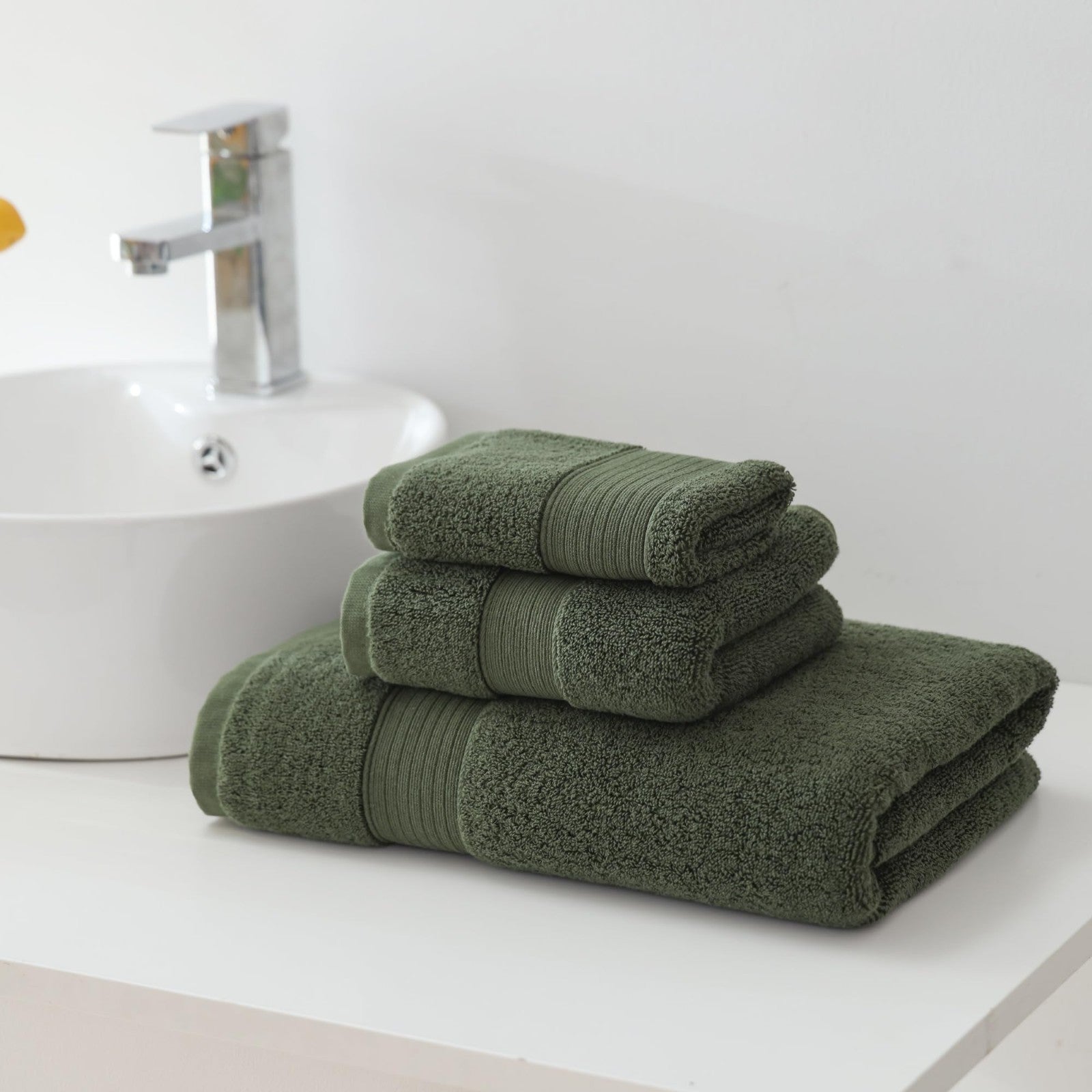 Luxury 100% Cotton Bath Towels Set, 650GSM Super Soft & Absorbent, Olive Green,4