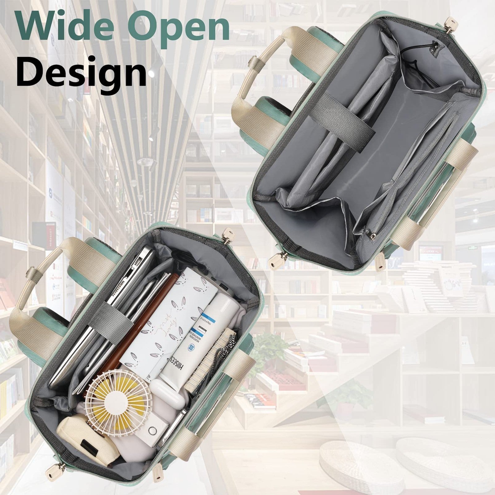 Stylish Laptop Backpack for Women, 15.6" Work Bookbag, RFID Anti Theft Travel Ba2