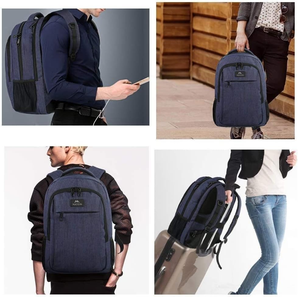 Slim Blue Laptop Backpack for Travel, Lightweight with Laptop Compartment & Pock5