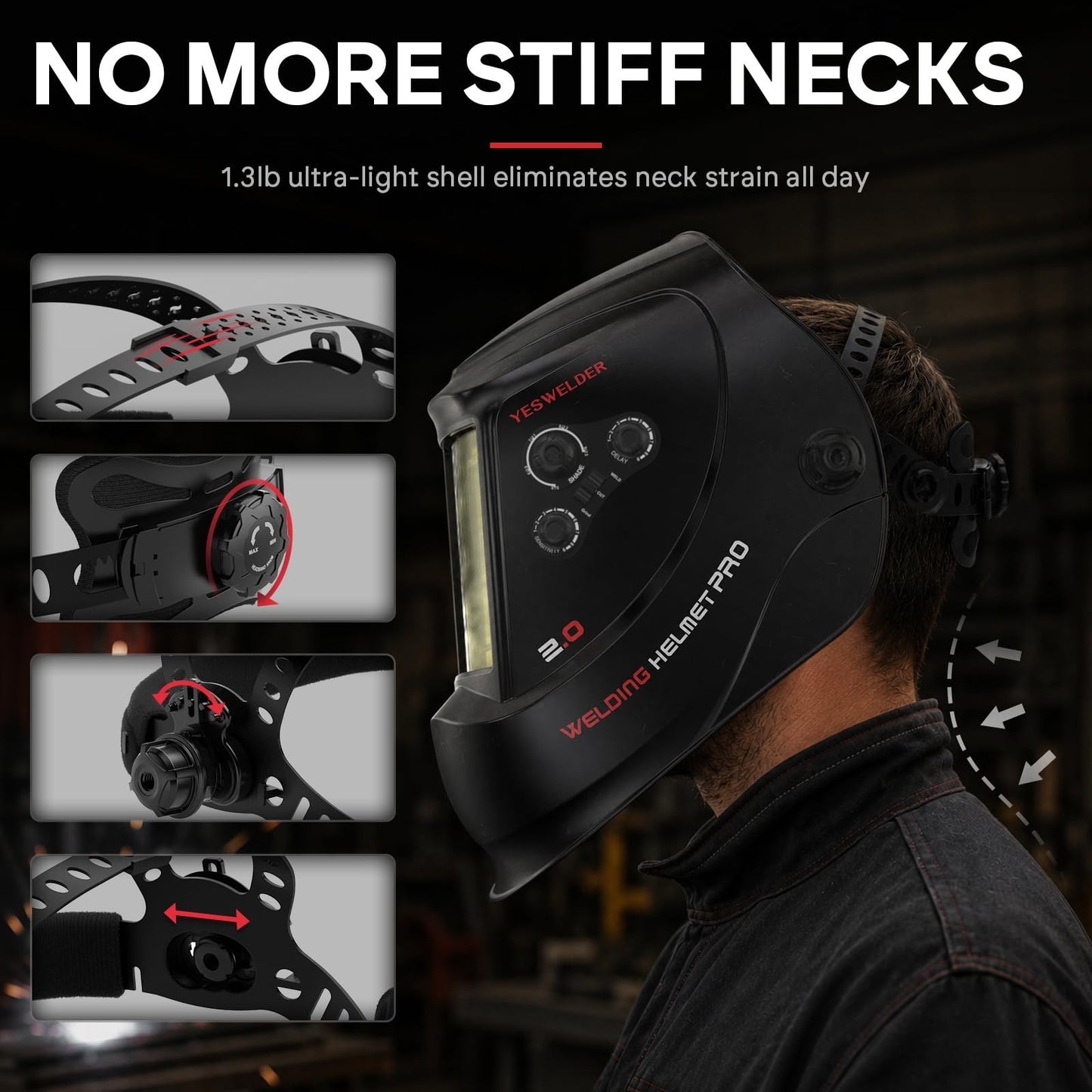 Auto Darkening Welding Helmet, Large View, Adjustable Shade, Lightweight Design6
