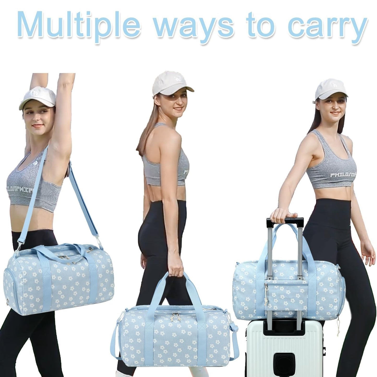 Cute Girls Duffle Bag with Shoes Compartment & Wet Separation - Waterproof Gym &4