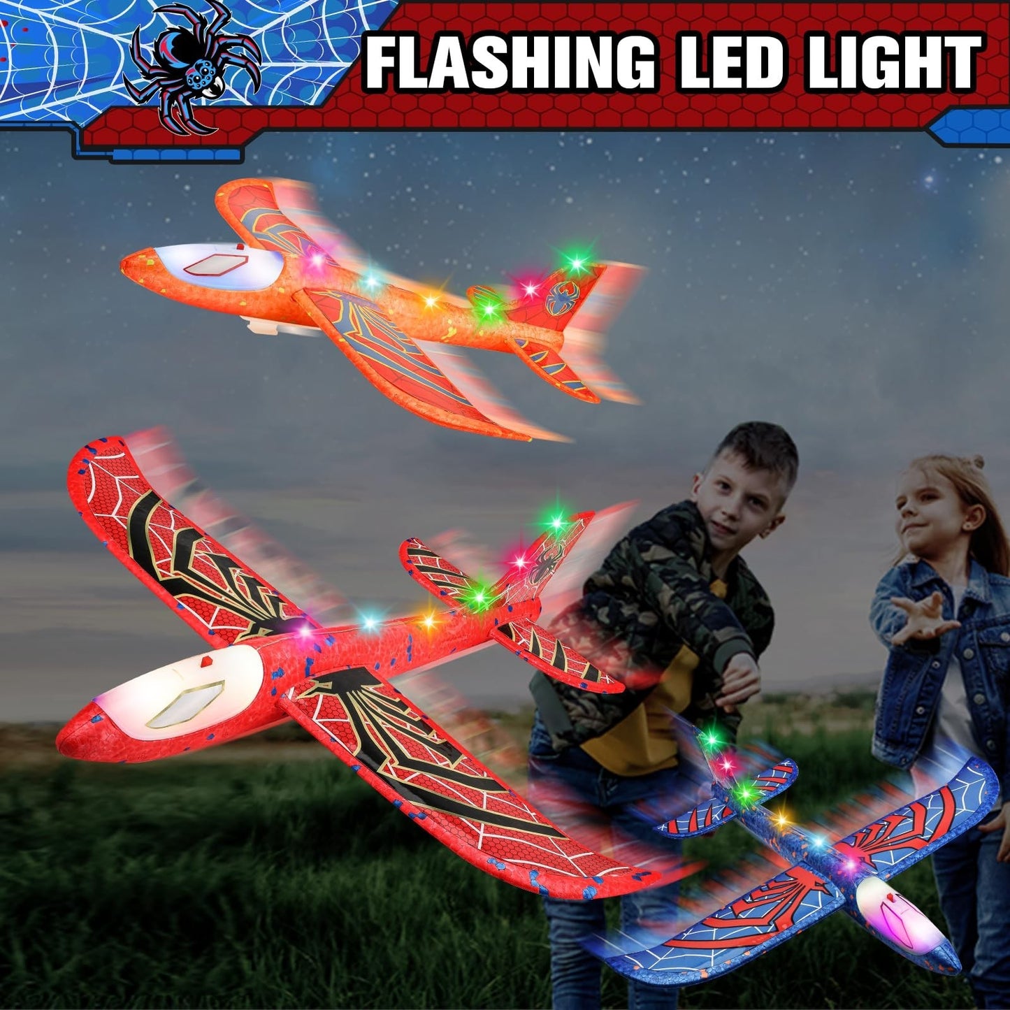 3 Pack LED Foam Glider Airplane Launcher Toys | Catapult Plane, 2 Flight Modes,5
