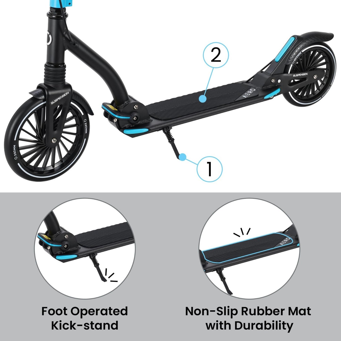 Big Wheel Kick Scooter for Kids, Teens & Adults - Adjustable Height, Smooth Ride5