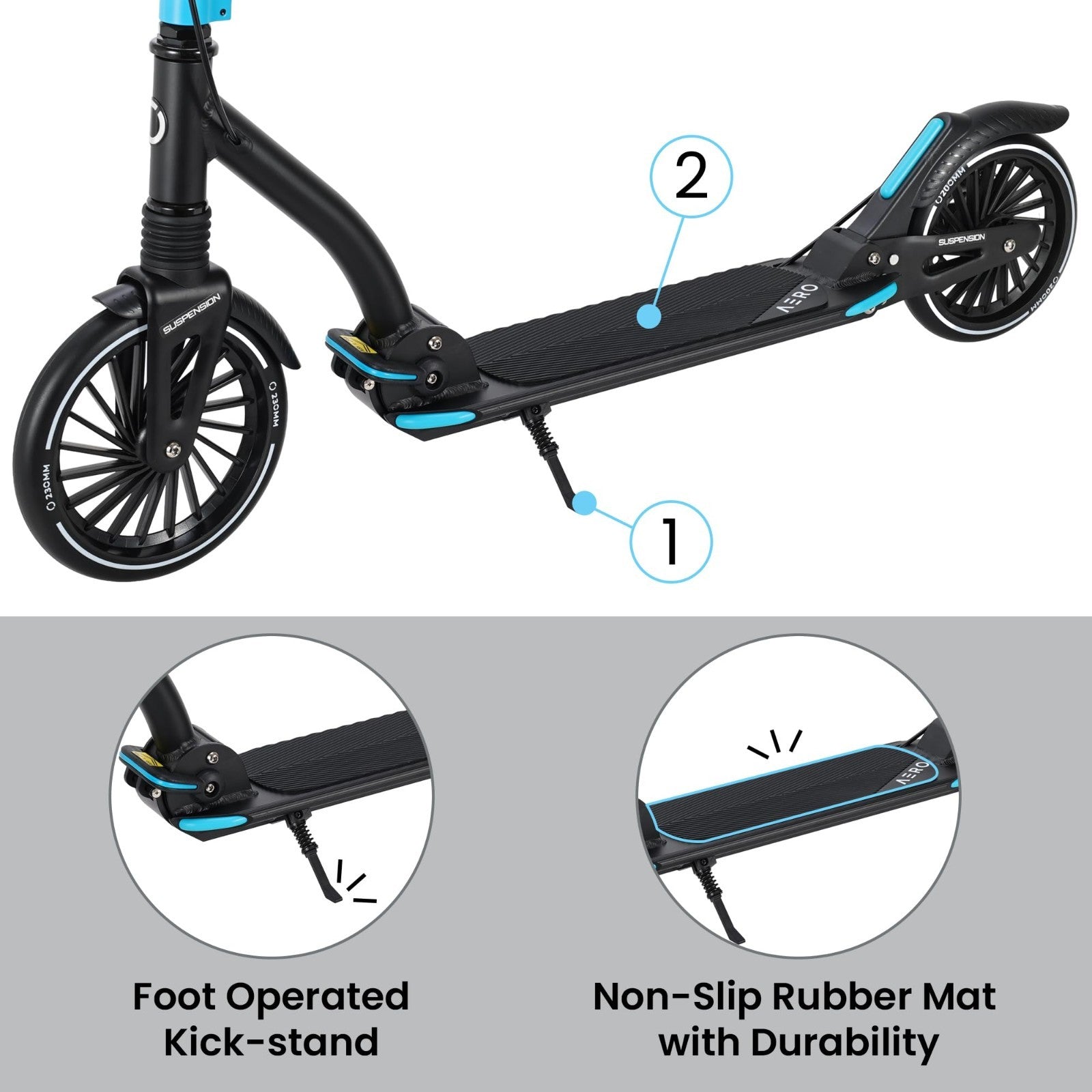 Big Wheel Kick Scooter for Kids, Teens & Adults - Adjustable Height, Smooth Ride5