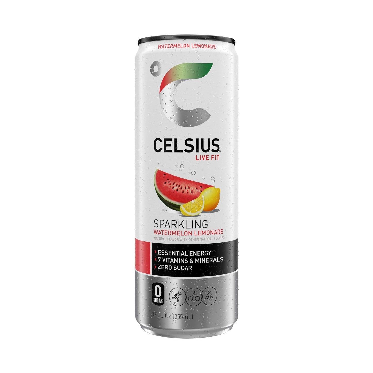 Sugar Free Energy Drink   Sparkling Watermelon Lemonade, 12 Fl Oz, Pack of 124