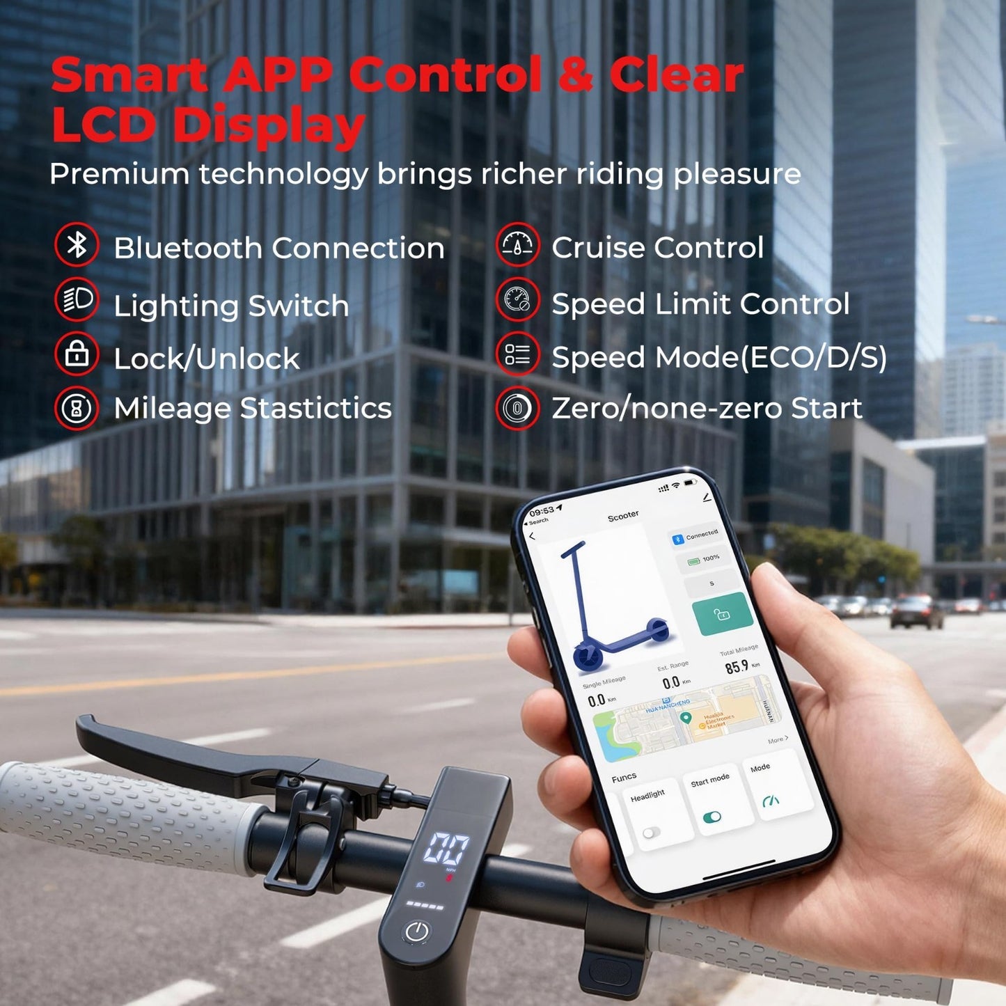 Electric Scooter 8.5''/10'' - 19/20MPH, 700/1000W Motor, 15/22 Mile Range, Porta3