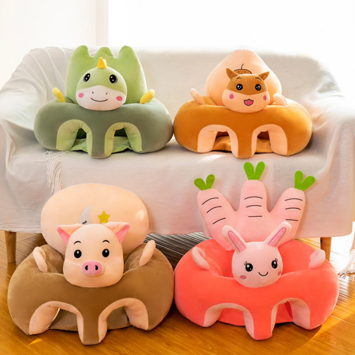 AQQW Baby Sofa Chair Cartoon Animals Baby Seat with Leg Holes Handles Non-Slip B0