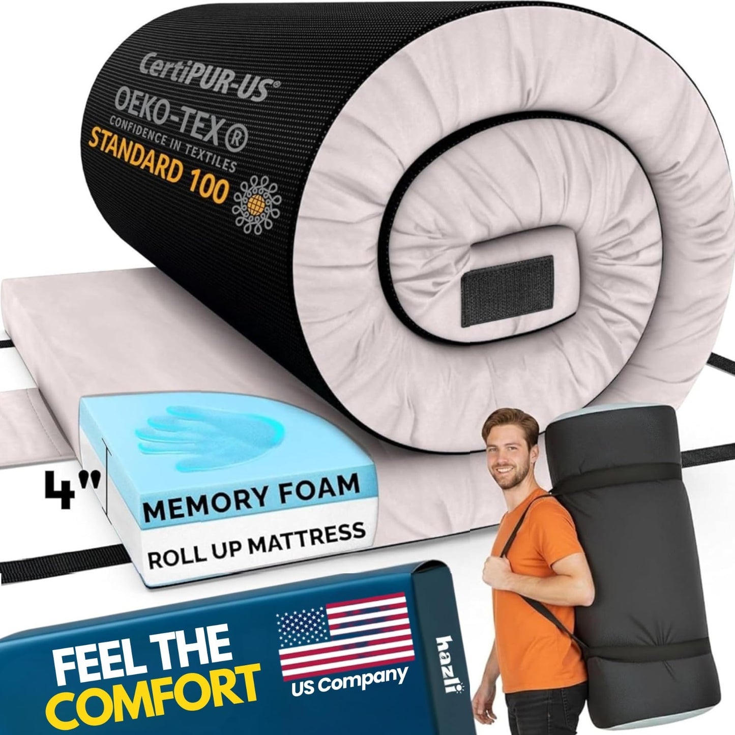 AirCell Memory Foam Camping Mattress Pad   Portable Roll Up Sleeping Mat for RV,1