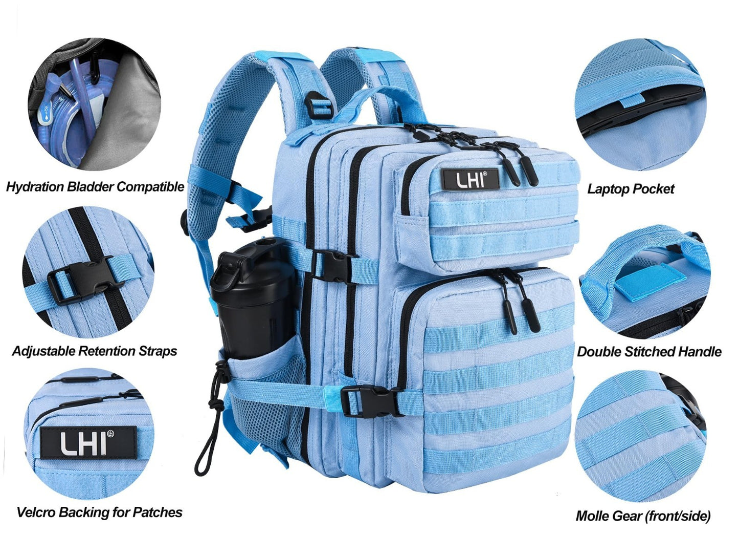 Tactical Military Backpack 25L/35L Army Assault Pack Rucksack with Water Bottle4