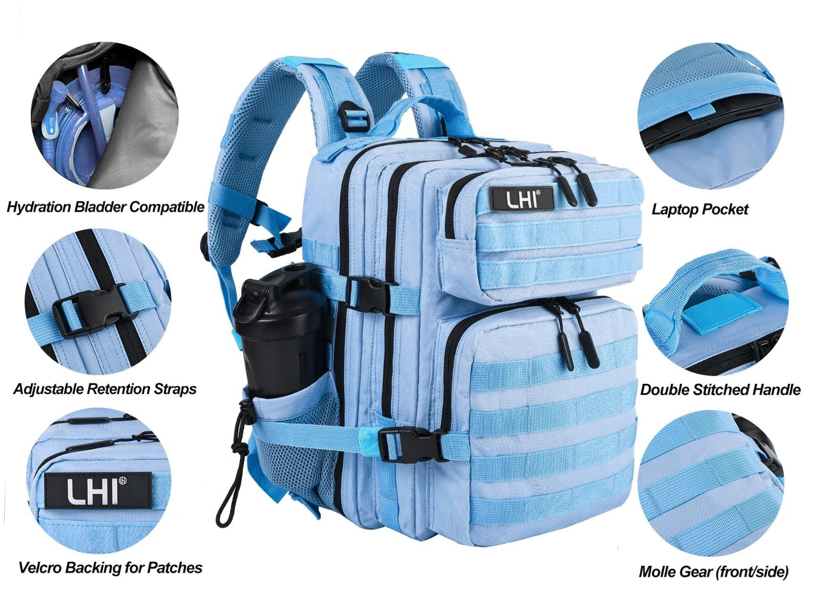 Tactical Military Backpack 25L/35L Army Assault Pack Rucksack with Water Bottle4
