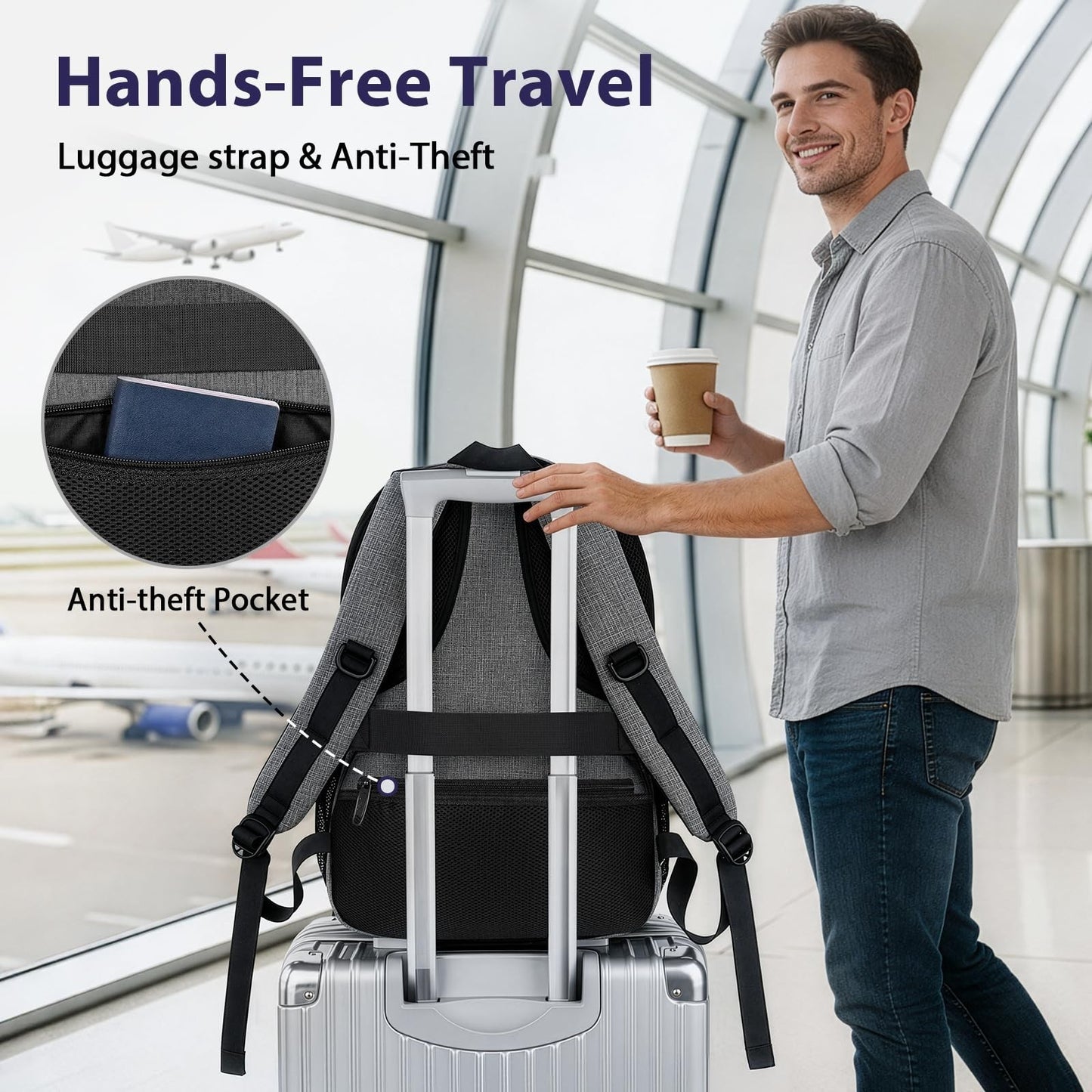 Extra Large 18" Laptop Backpack, Airplane Approved Carry On, Travel Bag, Durable4