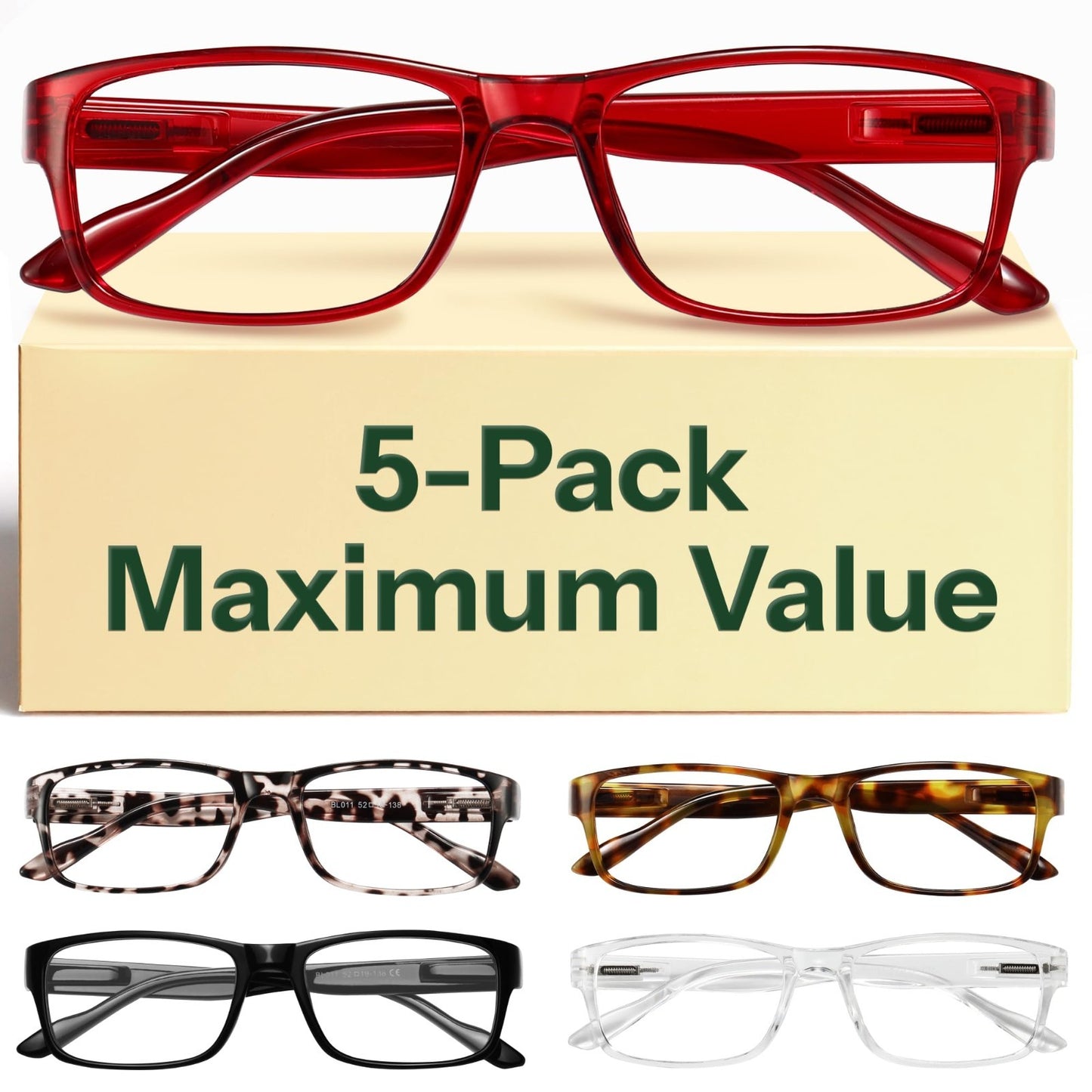 2.5x Professional Reading Glasses - Blue Light Blocking - All Day Comfort - FSA/1