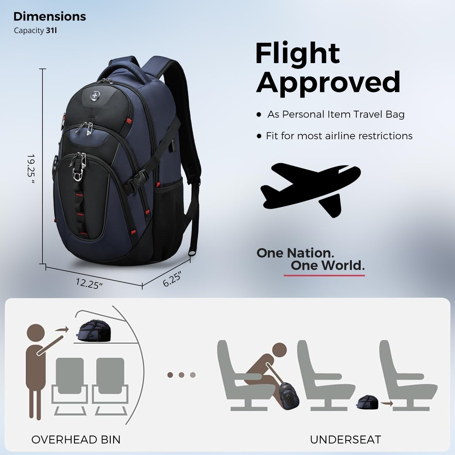 Stylish Laptop Backpack with USB Charging Port, Fits 15.6" Computer, 31L Travel4