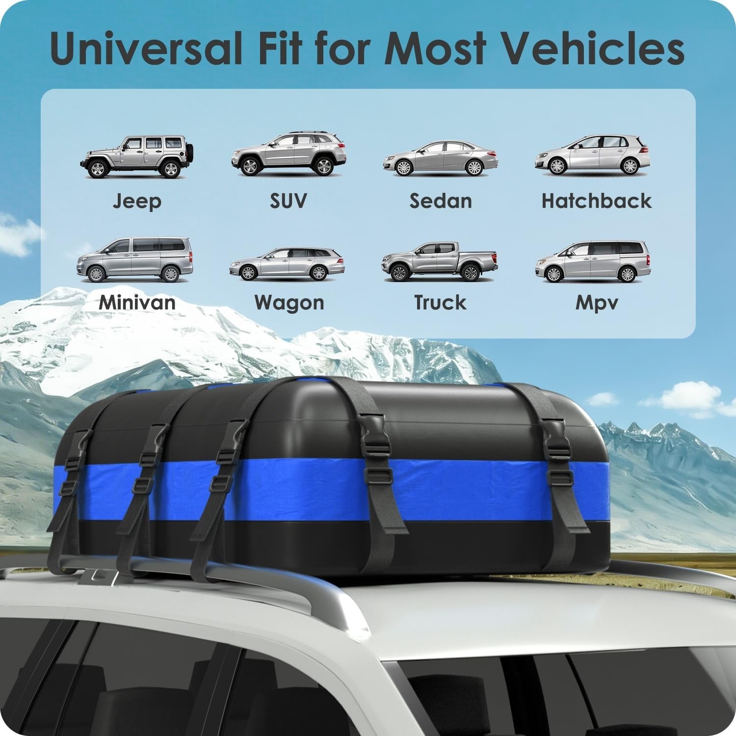 Rooftop Cargo Carrier Bag 15-20 Cu Ft Waterproof Travel Storage for Cars4