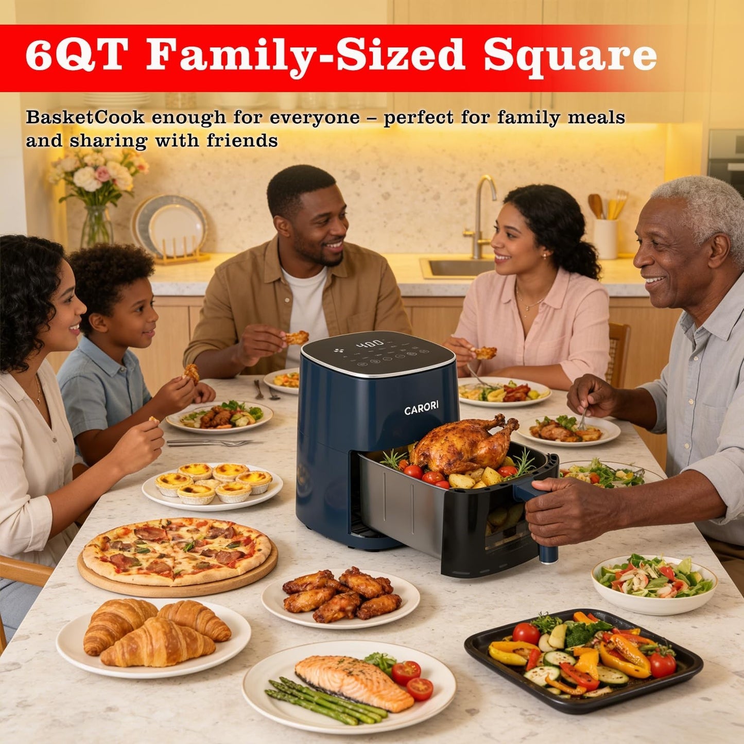 6Qt Air Fryer with Viewing Window, 12 Cooking Presets, 1700W, Nonstick Basket2
