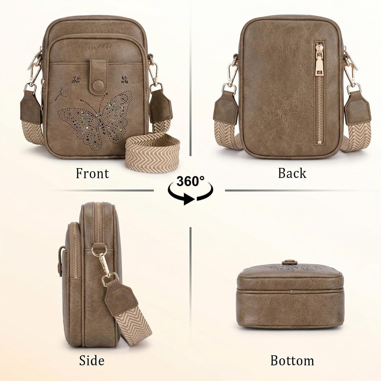 Stylish Leather Crossbody Bag for Women - Small Shoulder Purse with RFID Slots &6