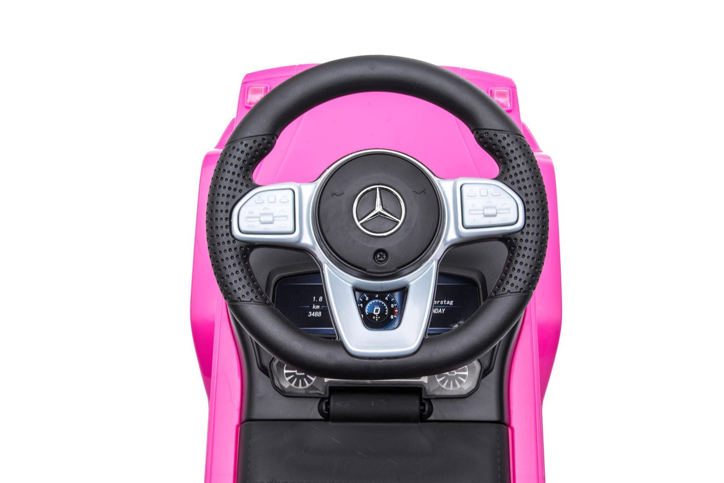 Kids Ride-On Car Stroller, Mercedes G-Wagon Push Car with Lights & Music, Pink,7