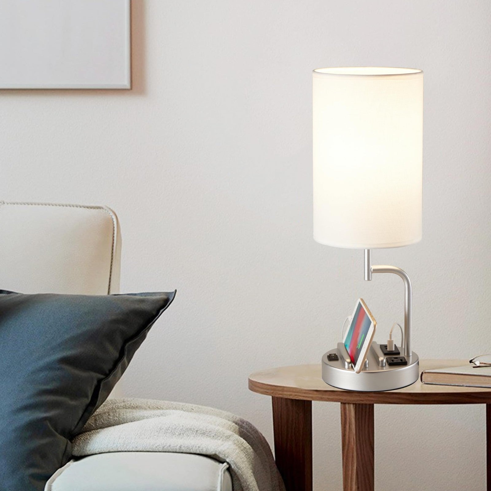 Modern Table Lamp with 3 USB Ports & AC Outlet, Desk Lamp for Bedroom & Office  5