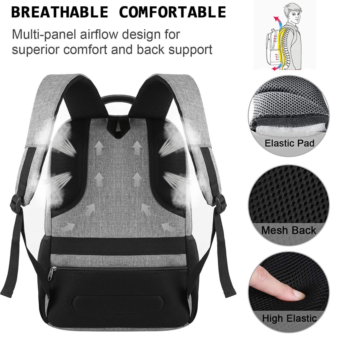 17" Slim Anti Theft Laptop Backpack for Business & College, Water Resistant, Sty4