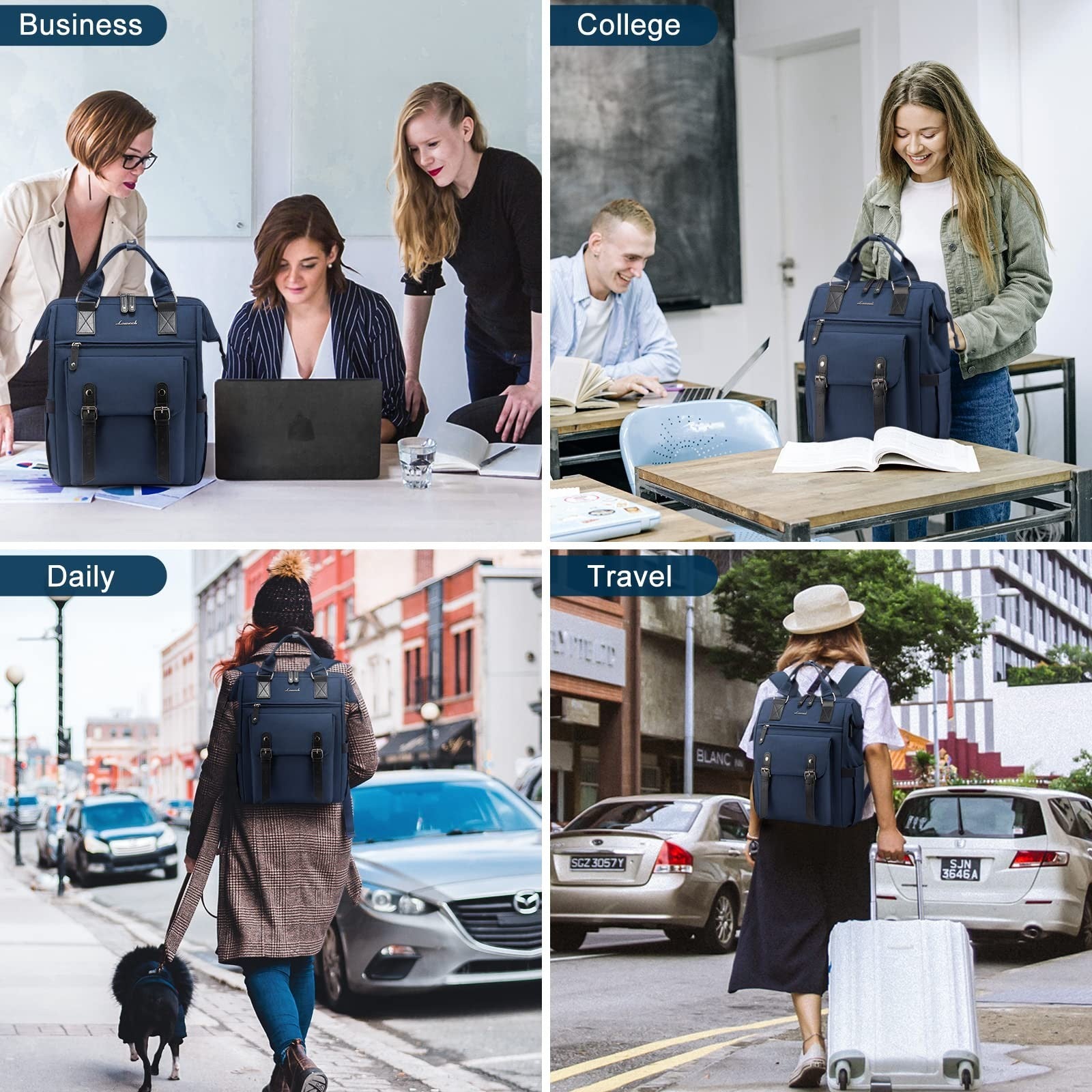 Stylish 15.6" Laptop Backpack for Women   Work, Travel, College, Commuter Bag, B3